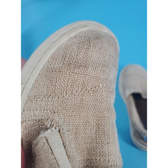 Toms  Toddlers Canvas Sneakers Shoe  Sz 8 Hook Loop Tan Fabric Unisex - Picture 8 of 11